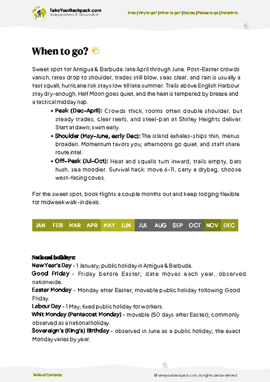 example page 3 from our offline Travel Guide for Antigua and Barbuda